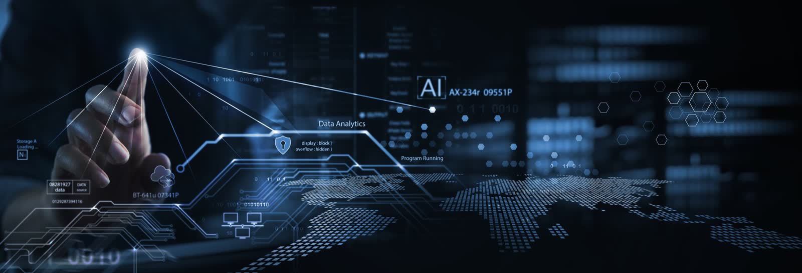 Schematische Darstellung einer Datenanalyse mit KI-Komponenten